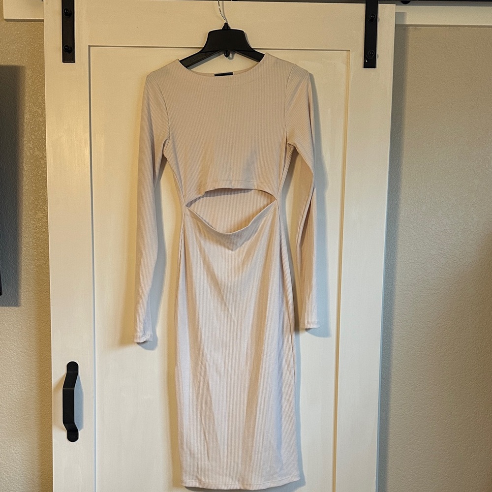Vici Cream Long Sleeve Cut-Out Dress